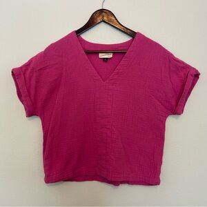 Universal Thread 100% Cotton Women's Pink V-Neck Top, Size M